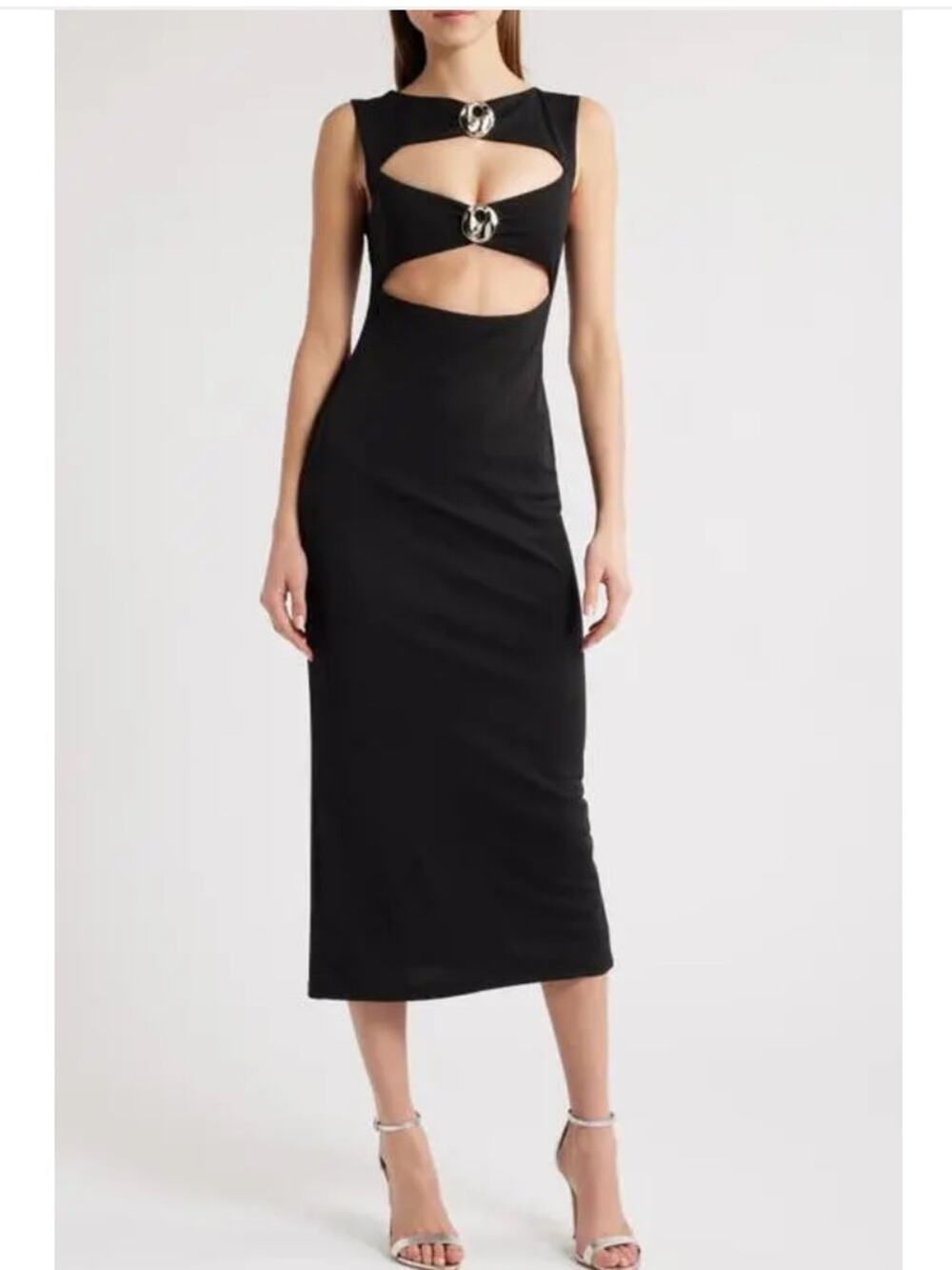 Lioness NWTs After Hours MIDI Dress Black Cut Out size medium Party Cocktail